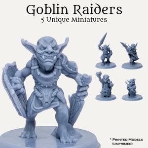 D&D Pathfinder Goblin Raiding Party 28mm Fantasy Miniature Set - 5 8k Resin Minis