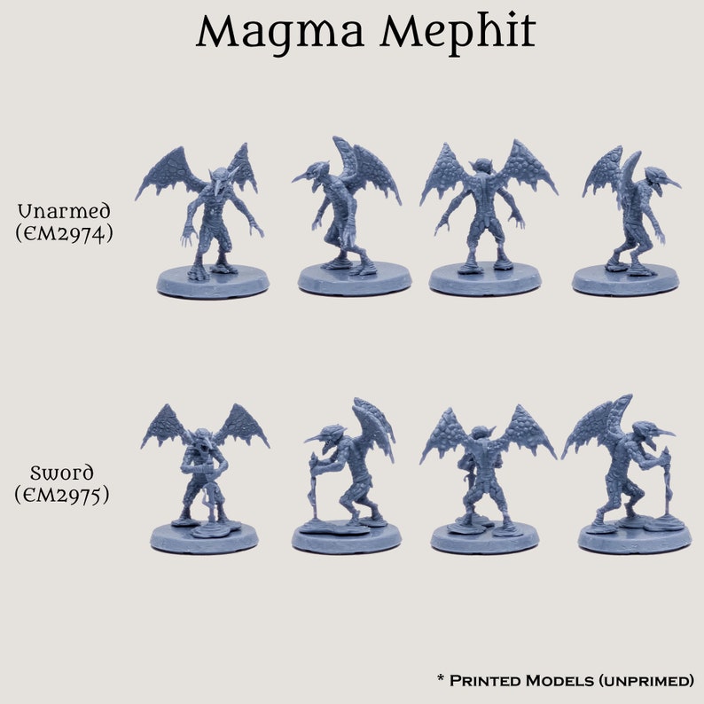 D & D Mephit Dämon Vertraute Monster Essentials Geschenk Starter Set | Pathfinder Frostgrave 28 mm 32 mm Fantasy Minis | 12 8k Miniaturen aus Resin Magma (2 Minis)
