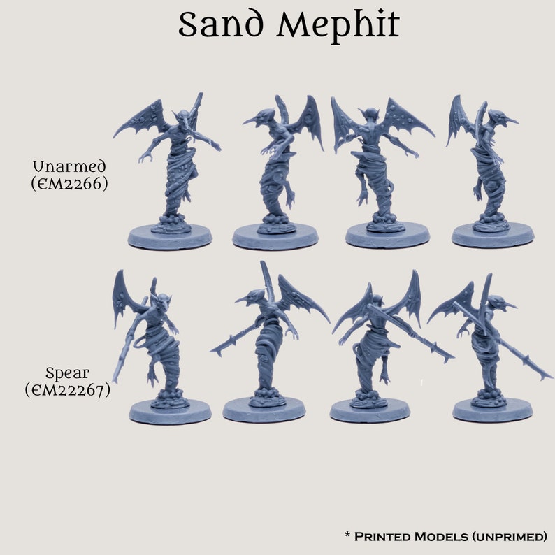 D & D Mephit Dämon Vertraute Monster Essentials Geschenk Starter Set | Pathfinder Frostgrave 28 mm 32 mm Fantasy Minis | 12 8k Miniaturen aus Resin Sand/Dust (2 Minis)