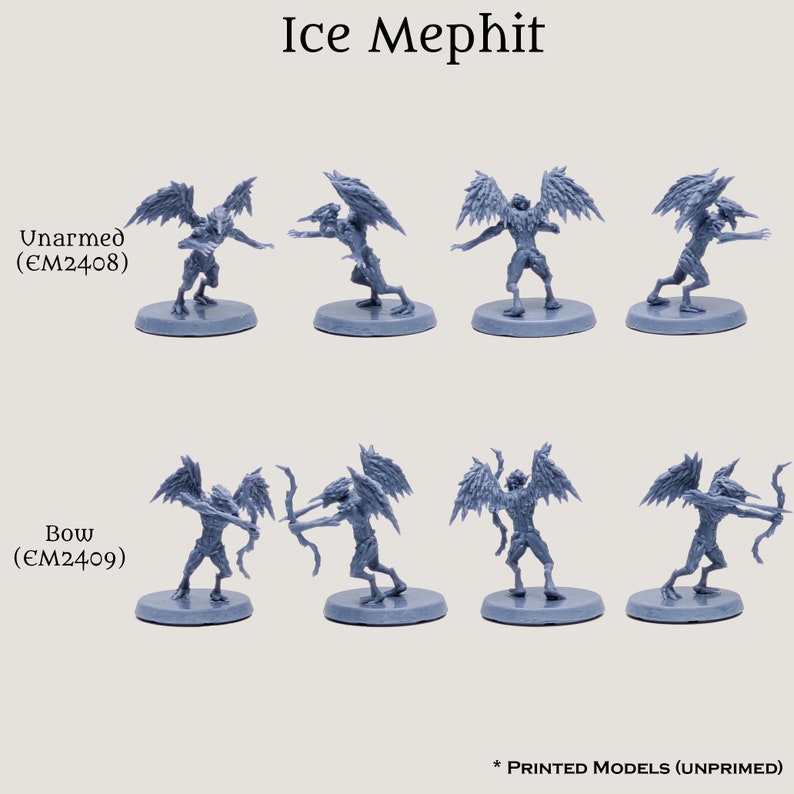 D & D Mephit Dämon Vertraute Monster Essentials Geschenk Starter Set | Pathfinder Frostgrave 28 mm 32 mm Fantasy Minis | 12 8k Miniaturen aus Resin Ice (2 Minis)