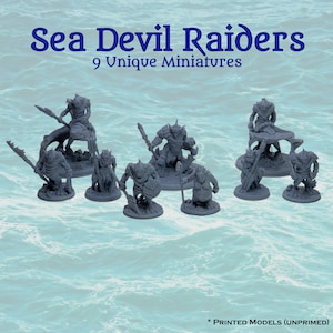 D&D Pathfinder Sahuagin Fishfolk Sea Devil Raiders 28 mm 32 mm Fantasy Miniaturen Set - 9 Einzigartige 8k Resin Minis