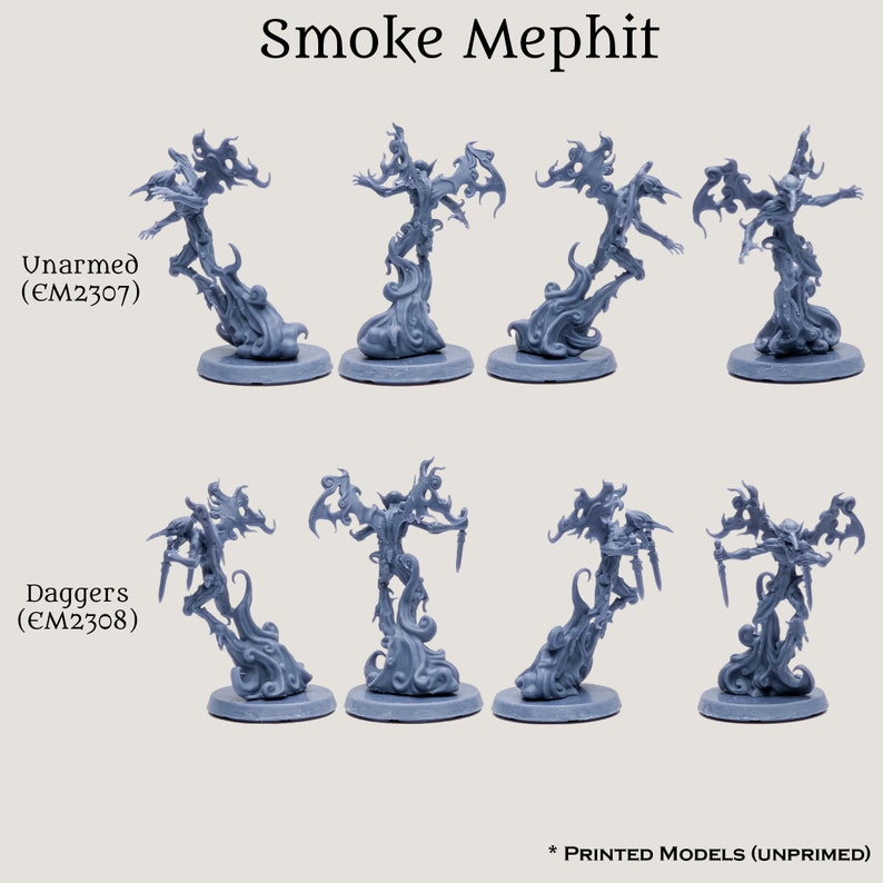D & D Mephit Dämon Vertraute Monster Essentials Geschenk Starter Set | Pathfinder Frostgrave 28 mm 32 mm Fantasy Minis | 12 8k Miniaturen aus Resin Smoke (2 Minis)
