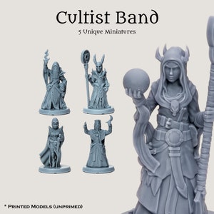 Kultistbandminiatyrset för D&D, TTRPG:er, brädspel, krigsspel | 28 mm/32 mm