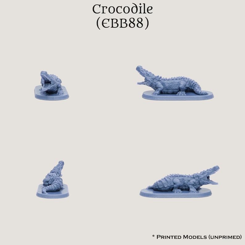 D&D Wild Animal Familiars Pets Companions Gift Starter Set | Pathfinder Frostgrave 28mm 32mm Fantasy Minis | 12 Unique 8k Resin Miniatures Crocodile (EBB88)