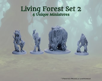 D&D Shambling Mound Miniature Tree Blight Miniatures | 28mm 32mm Living Forest Fantasy TTRPG Wargame Miniature Set | 4 Unique 8k Resin Minis