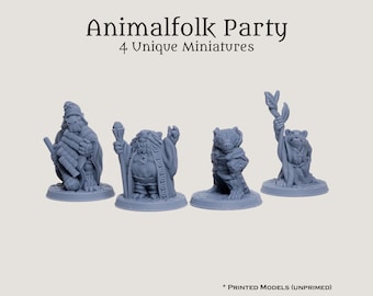 D&D Pathfinder Animalfolk Druid Wizard Ranger Cleric 28mm 32mm Fantasy PC NPC Miniature Set - 4 Unique 8k Resin Minis