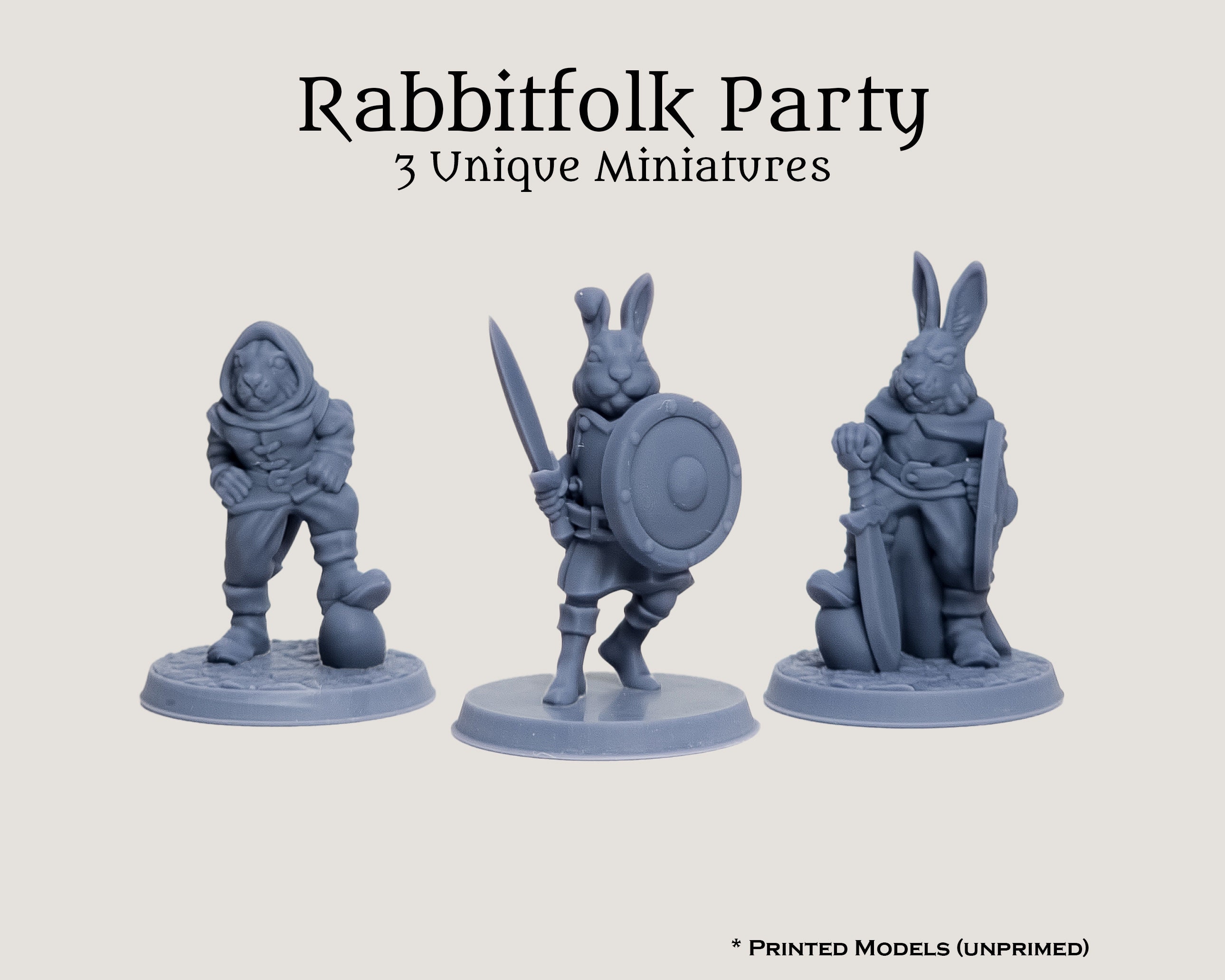 Rabbitfolk Harengon Fantasy Animalfolk Miniatures Set for D&D, Ttrpgs ...