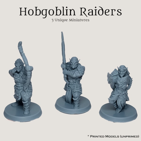 D&D Pathfinder Hobgoblin Raiders | 28mm 32mm Fantasy Miniature Set for Pathfinder, Frostgrave, TTRPG Wargames | 3 8k Resin Minis