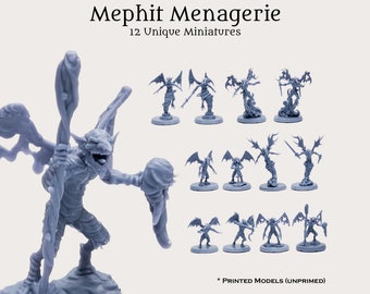 D&D Mephit Demon Familiar Monster Essentials Gift Starter Set | Pathfinder Frostgrave 28mm 32mm Fantasy Minis | 12 8k Resin Miniatures