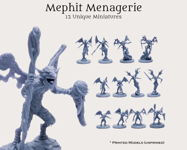 D & D Mephit Dämon Vertraute Monster Essentials Geschenk Starter Set | Pathfinder Frostgrave 28 mm 32 mm Fantasy Minis | 12 8k Miniaturen aus Resin Bild 1
