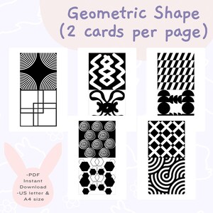 PRINTABLE 20 Black and White High Contrast Cards| Geometric Shapes ...