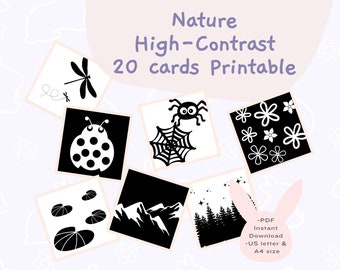 Nature Sensory Cards: Black and White Infant Stimulation (PDF Digital Download)