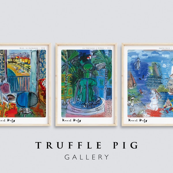 Raoul Dufy impressionistische schilderijen set van 3 printables, minimalistische neutrale tinten schilderij, A1 Wall Art Decor, Instant Digitale Download