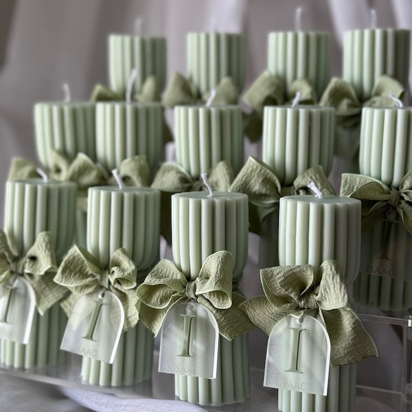 HOURGLASS CANDLE • twist ribbed pillar candle bombonierre candle favour baptism christening baby welcoming newborn favours candle gifts