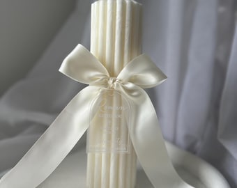 MARBLE wax crystallising Christening Candle Baptism Candle Church Holy Communion Candle Custom Personalised Events Soy wax Children Blessed
