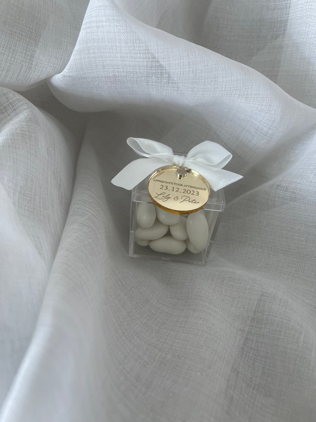 Boxed Sugarcoated Almonds: Wedding Favors With Personalized Tag - Etsy