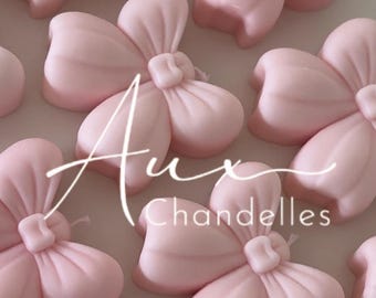 Bougies Baby Bow | Cadeaux en cire de soja pour baby shower, baptême (7,6 x 6,7 cm)