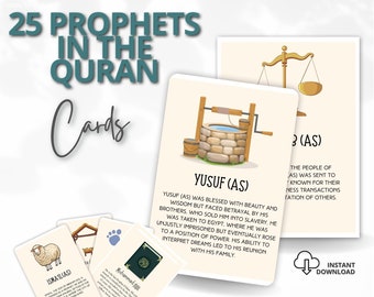 25 Prophets in the Quran & Islam. Islamic Printable and Digital cards, Muslim flashcards, Muslim Kids/ Children&#39;s , Home schooling resources