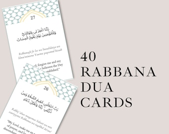 40 Rabbana Dua Cards, Islamic Digital Quranic Dua , Printable Prayer Cards, Muslim Dua Flashcards, Islamic Gifts, Quran, Ramadan. Prophetic