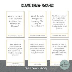 Jogo de curiosidades islâmicas, cartões de perguntas islâmicas imprimíveis, atividades para crianças muçulmanas do Ramadã, atividades do Ramadã, jogos de aprendizagem digitais muçulmanos