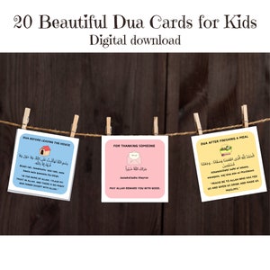 Dua Karten für Kinder, druckbare Duas, Kinder Dua Lernkarten, tägliche Muslim Duas, Islamische Gebetskarten, digitale Dua Karten, druckbare muslimische Gebetskarten