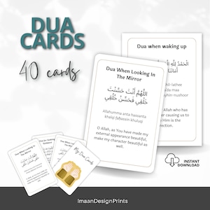 Dua-kaarten, islamitische gebedskaarten, afdrukbare Ramadan Dua-kaarten, Dua-kaarten voor kinderen, islamitische flashcards, moslimkaarten, digitale Koran Duas,