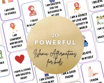 Islamic Affirmation Cards for Kids-20,  Printable Affirmation cards,  available in colour and white background, positive affirmations