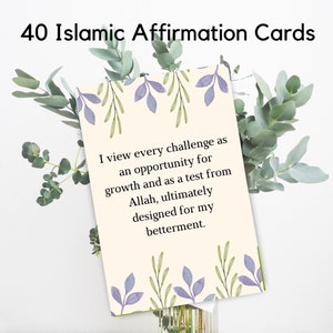 40 kart z afirmacjami islamskimi - karty do druku, karty motywacyjne i inspirujące dla muzułmanów - fiszki islamskie, książeczka dua, cyfrowa