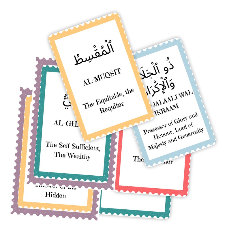 99 Names of Allah Flashcards, Asma Ul Husna, Printable Islamic Cards ...