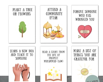 Good Deeds cards , Printable Islamic Ramadan flashcards for Kids,Digital Muslim Good Deeds, Ramadan activities, Advent Cards and Calendar