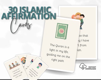 Islamic Digital Affirmations Cards for Muslims, Kids , Children's Positive Affirmations, Islamic Printable motivational,Reminders.Good deeds