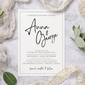 Wedding Invitation Template Minimal Modern | Wedding Template | Instant Download | Editable | Wedding Stationary | Wedding Templates