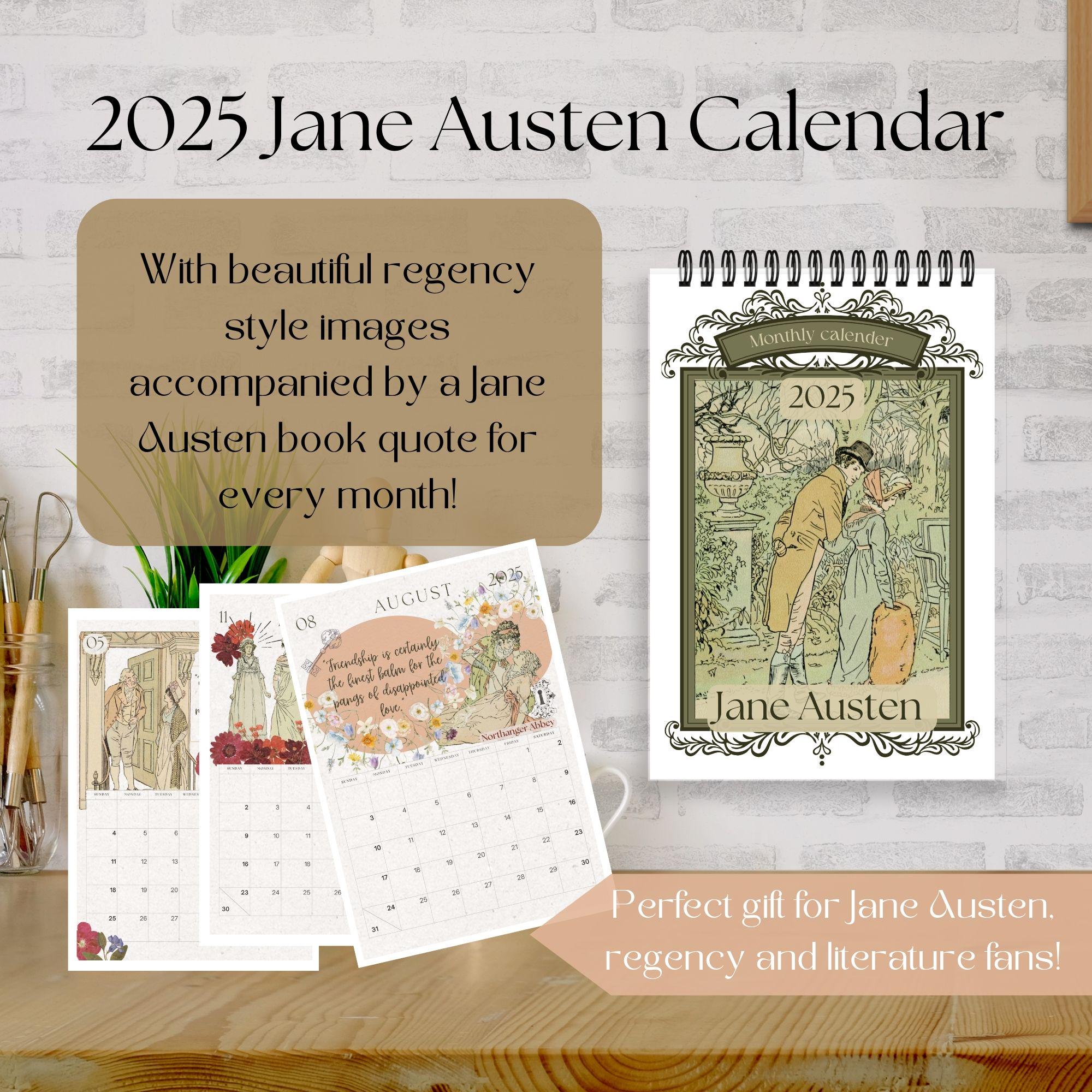 jane-austen-literary-calendar-2025-classic-quotes-artwork-gift-for-austen-fans-etsy