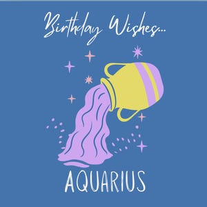 Aquarius Zodiac Birthday Card – with Envelope & Free Bonus Matching Bookmark - Personalisable!