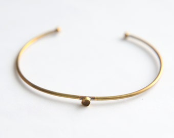 2 x Brass Bangle Bracelet with 3mm Setting For Gemstone Raw Brass Thin Unplated Brass Cuff Jewellery Making Jewelry Craft Supply Stone Bezel