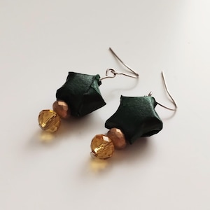 star earrings, earrings, gold earrings, silver earrings, dangle earrings, paper stars, origami stars, oragami