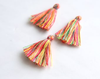 5 x 30mm Multicoloured Cotton Tassels Bright Neon Colours Jewellery Making Supplies Craft DIY Crafts Small Tassel Colourful Earring Necklace