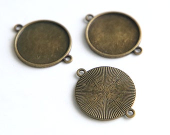 5 x 25mm Round Connector Bronze Bezel Cabochon Tray Setting For Cabs For Jewelry Making Crafts Supplies Circle Trays Bezels 2.5CM 1Inch