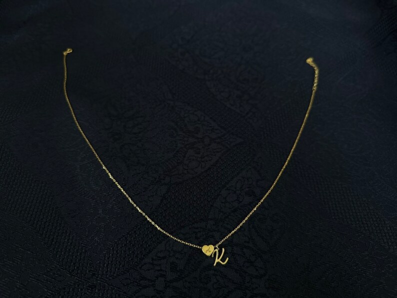 Custom Gold Heart Necklace Initial Necklace 3D Heart Etsy
