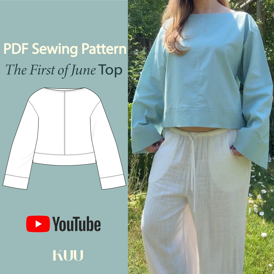 The First of June Digital PDF Sewing Pattern-boxy Oversized Cropped ...