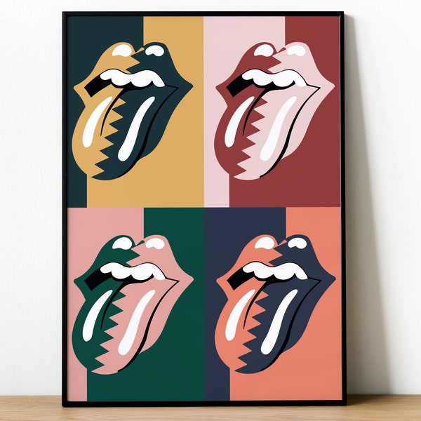 The Rolling Stones Pop Art Poster Print | Andy Warhol Inspired Rolling Stones Lips Wall Art