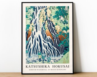 Katsushika Hokusai Gallery Print | Kirifuri Waterfall at Mount Kurokami | Contemporary Japanese Vintage Revival Art | Exhibition Print