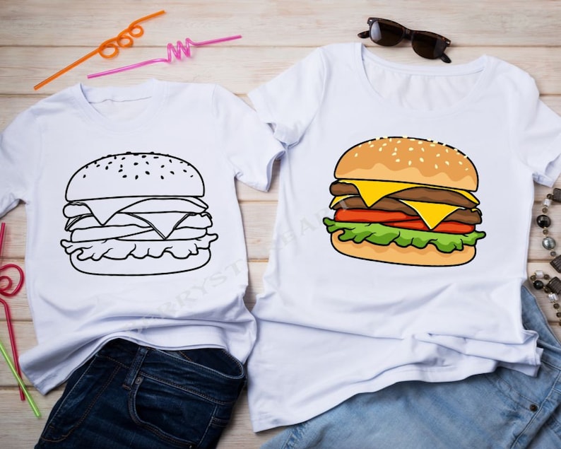 Cheeseburger SVG: Hamburgare Clipart, Snabbmatsvektor bild 3