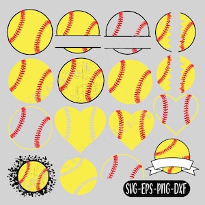 Softball SVG Bundle: Silhouette Cut Files, Sports Clipart