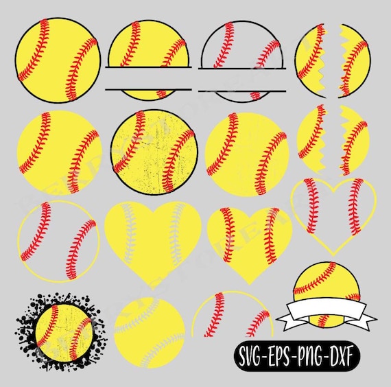 Softball SVG Bundle: Silhouette Cut Files, Sports Clipart