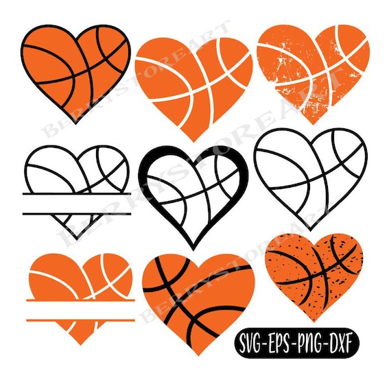 Basketball Heart SVG: Love Vector Cut File - Etsy