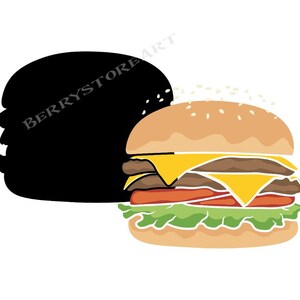 Cheeseburger SVG: Hamburgare Clipart, Snabbmatsvektor bild 4