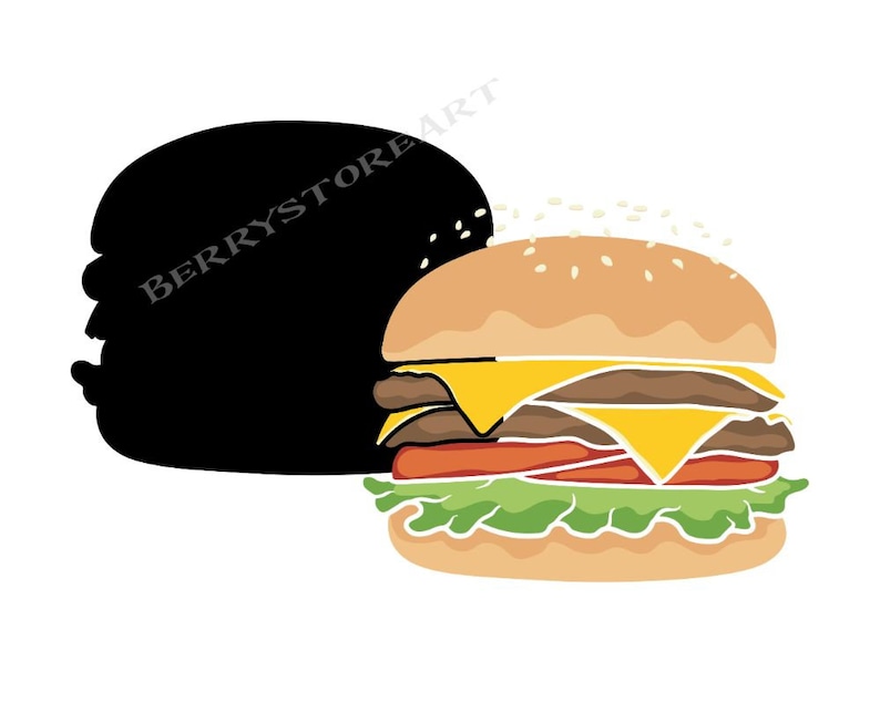 Cheeseburger SVG: Hamburgare Clipart, Snabbmatsvektor bild 4