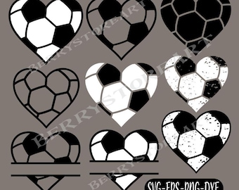 Soccer Heart SVG: Plik do cięcia, PNG, Wektor, Sylwetka