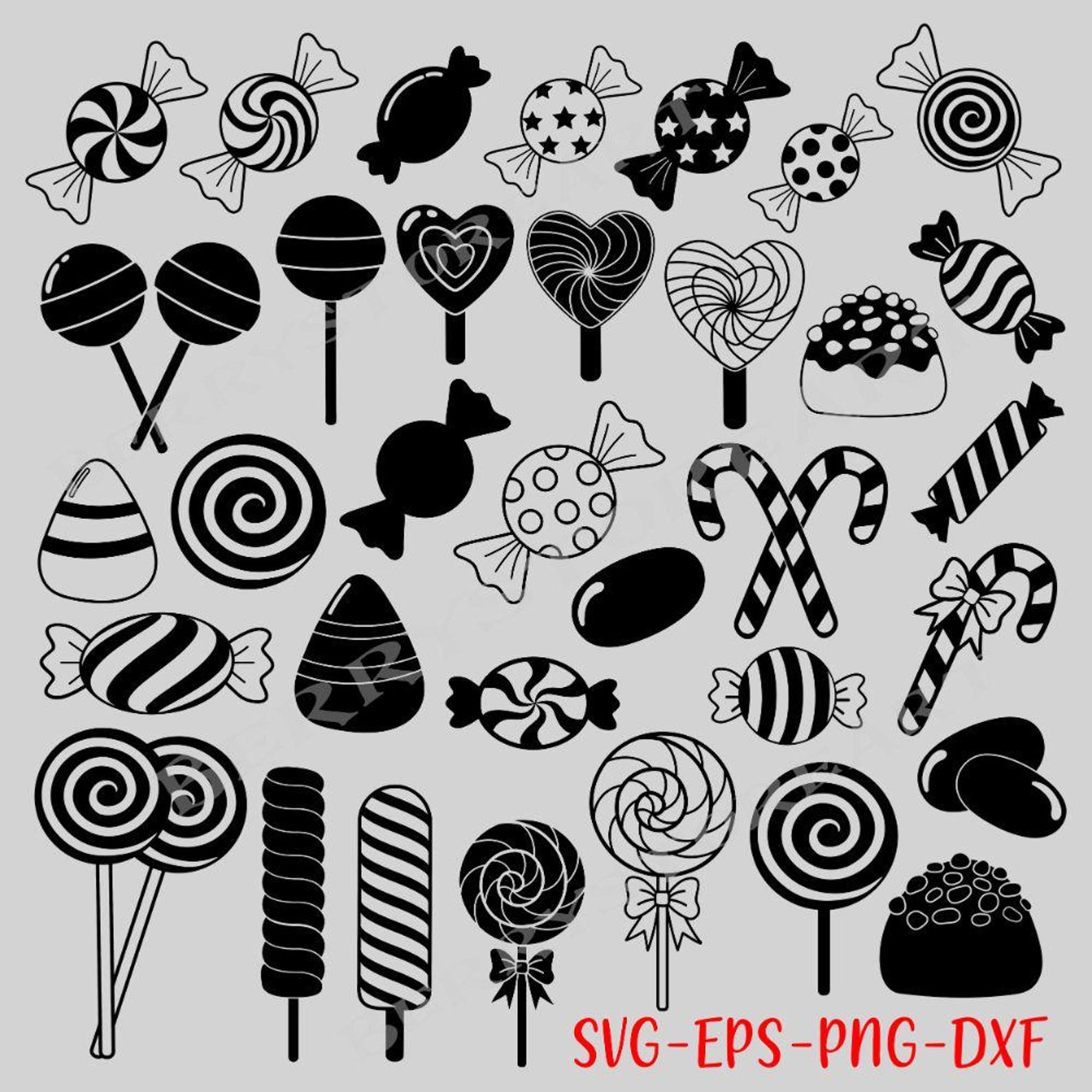 Candy SVG Bundle: Lollipop Clipart, Cutting Files - Etsy